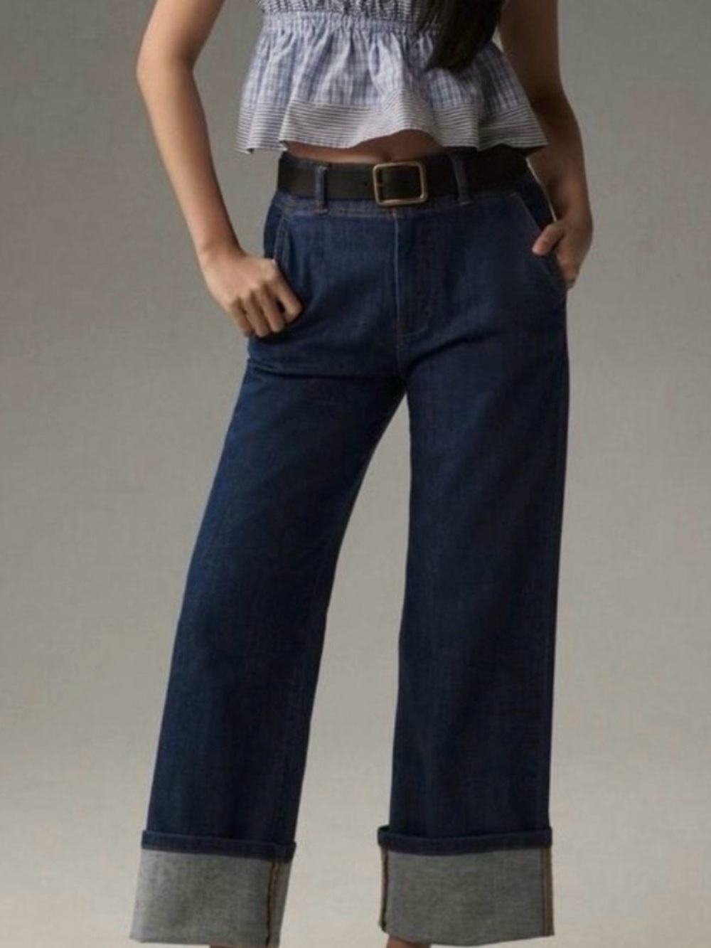 Anthropologie The Maisy Relaxed Cuff Mid-Rise Straight-Leg Jeans by Pilcro 28